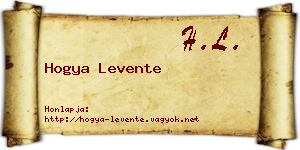 Hogya Levente névjegykártya